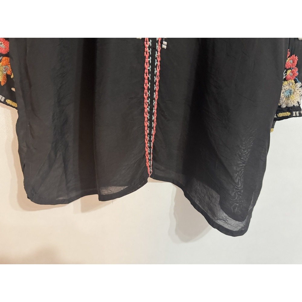 Johnny Was M Black 100% Cupra Rayon Colorful Floral Graphic Embroidered Tunic - Picture 6 of 11